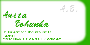 anita bohunka business card